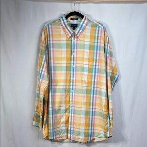 🫎Paul Fredrick Yellow and Blue plaid Casual Button Down Shirt